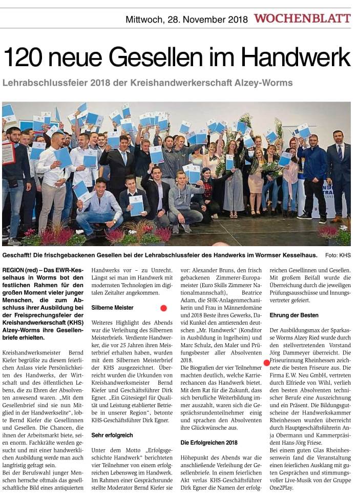 Freisprechung Gesellen 2018 KHS Alzey-Worms Marc Schulz